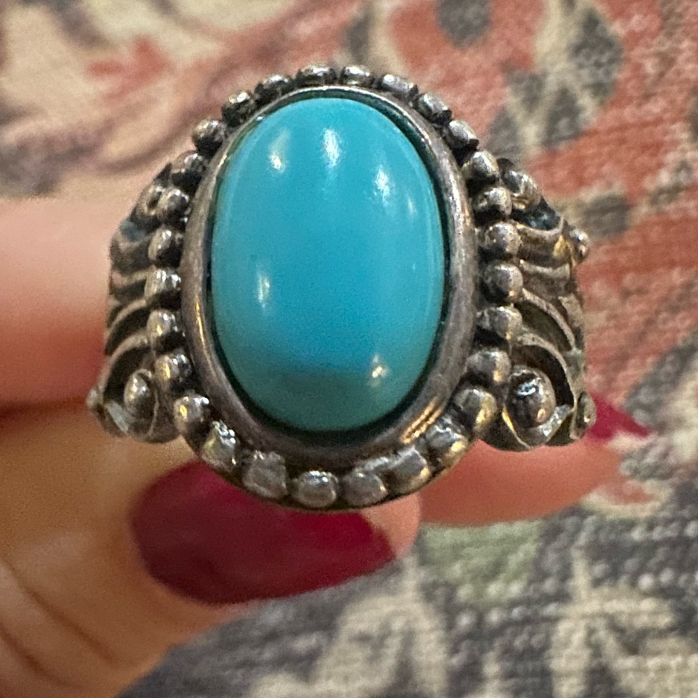 Avon Turquoise and Silver Statement Vintage Ring